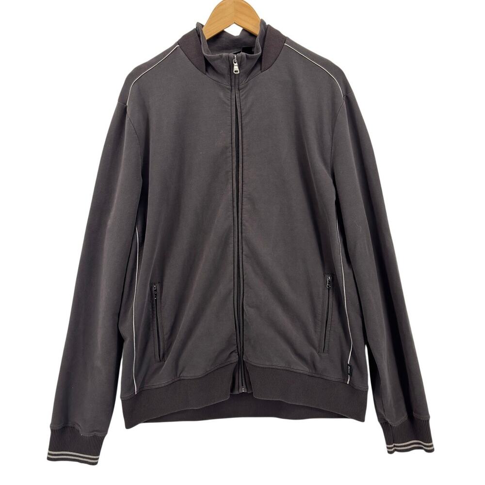 Hugo Boss Slim Fit Full Zip Jacket Size XXL Canosa Gray y2k Athletic Sportswear